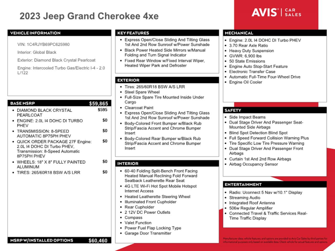 2023 JEEP GRAND CHEROKEE LIMITED 4XE VIN:1C4RJYB69PC625980