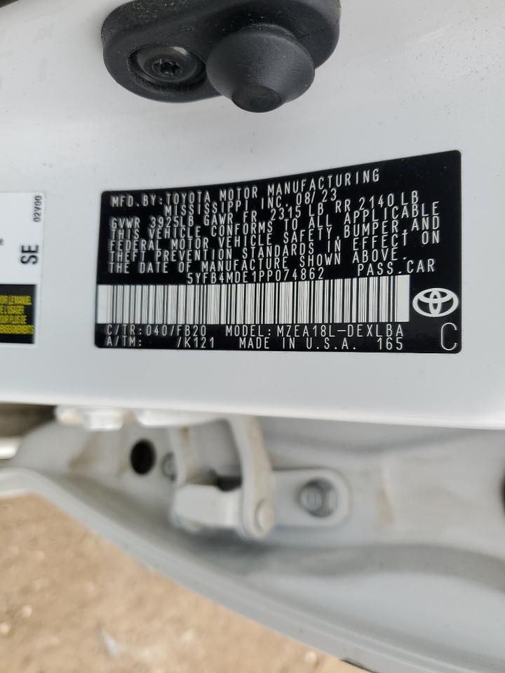 2023 TOYOTA COROLLA LE VIN:5YFB4MDE1PP074862