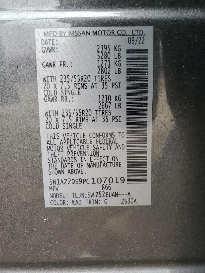 2023 NISSAN MURANO PLATINUM VIN:5N1AZ2DS9PC107019