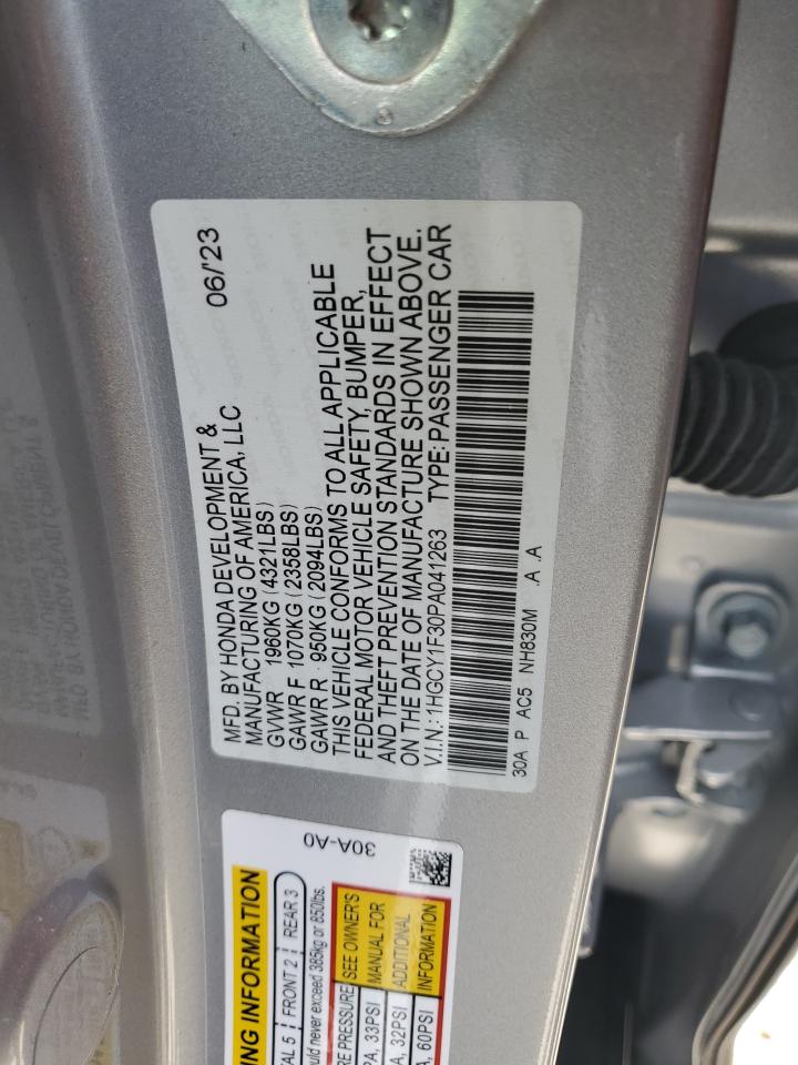 2023 HONDA ACCORD EX VIN:1HGCY1F30PA041263