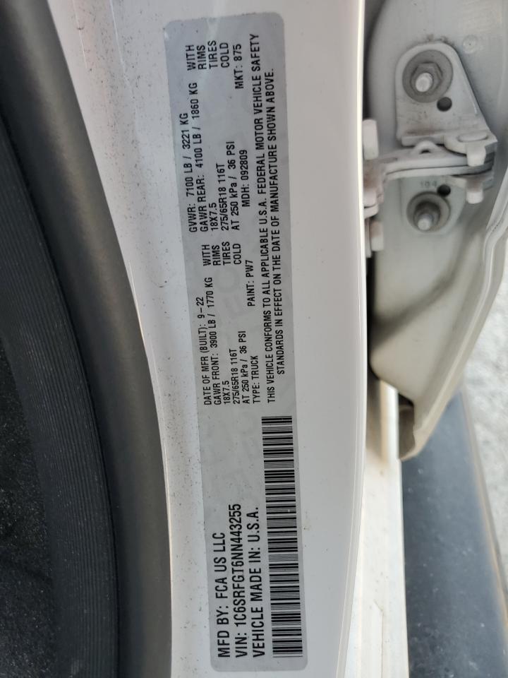 2022 RAM 1500 TRADESMAN VIN:1C6SRFGT6NN443255