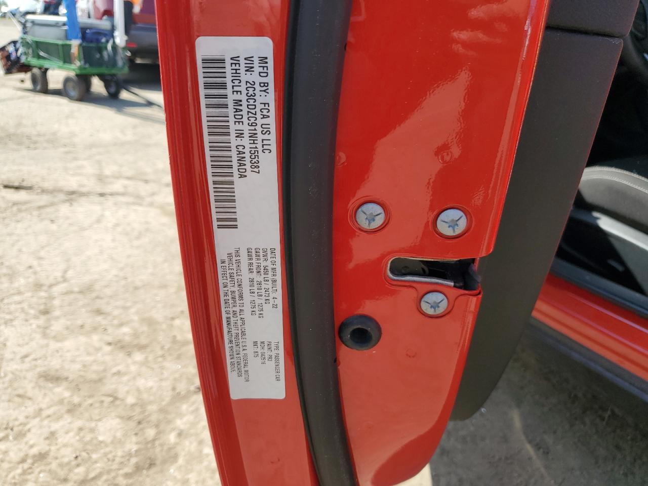 2022 DODGE CHALLENGER SRT HELLCAT VIN:2C3CDZC91NH155387