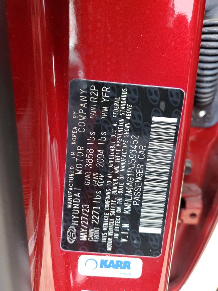 2023 HYUNDAI ELANTRA SEL VIN:KMHLM4AG1PU593452