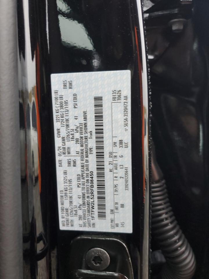 2024 FORD F150 STX VIN:1FTFW2L52RFB08450