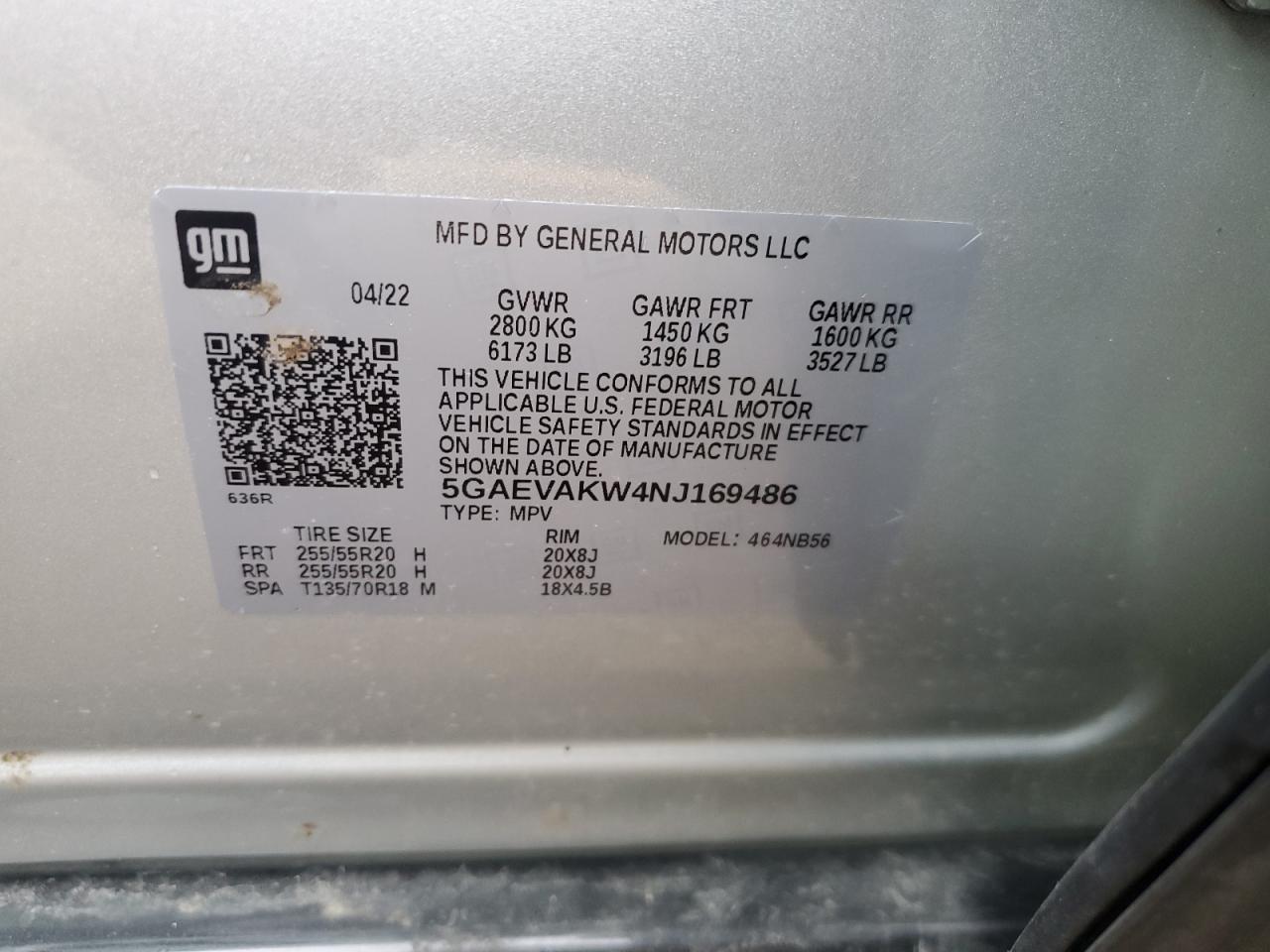 2022 BUICK ENCLAVE ESSENCE VIN:5GAEVAKW4NJ169486