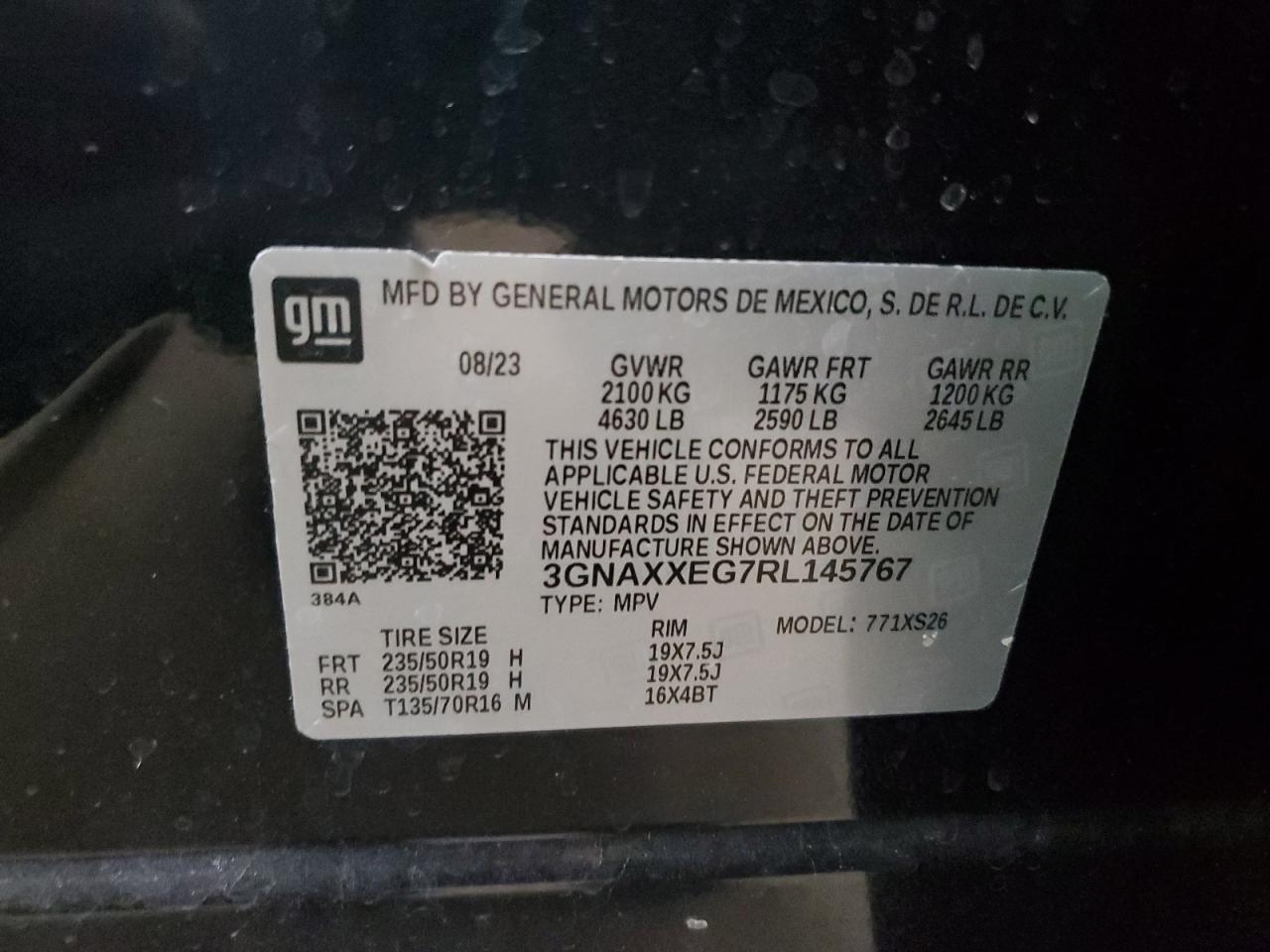 2024 CHEVROLET EQUINOX PREMIERE VIN:3GNAXXEG7RL145767