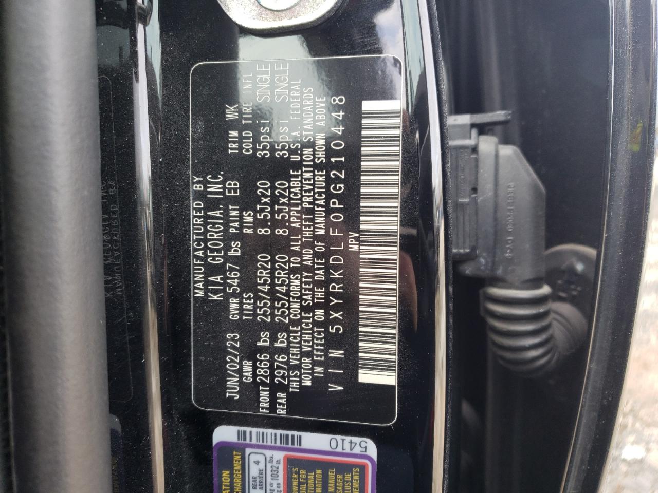 2023 KIA SORENTO SX VIN:5N1AT2MT3JC789638