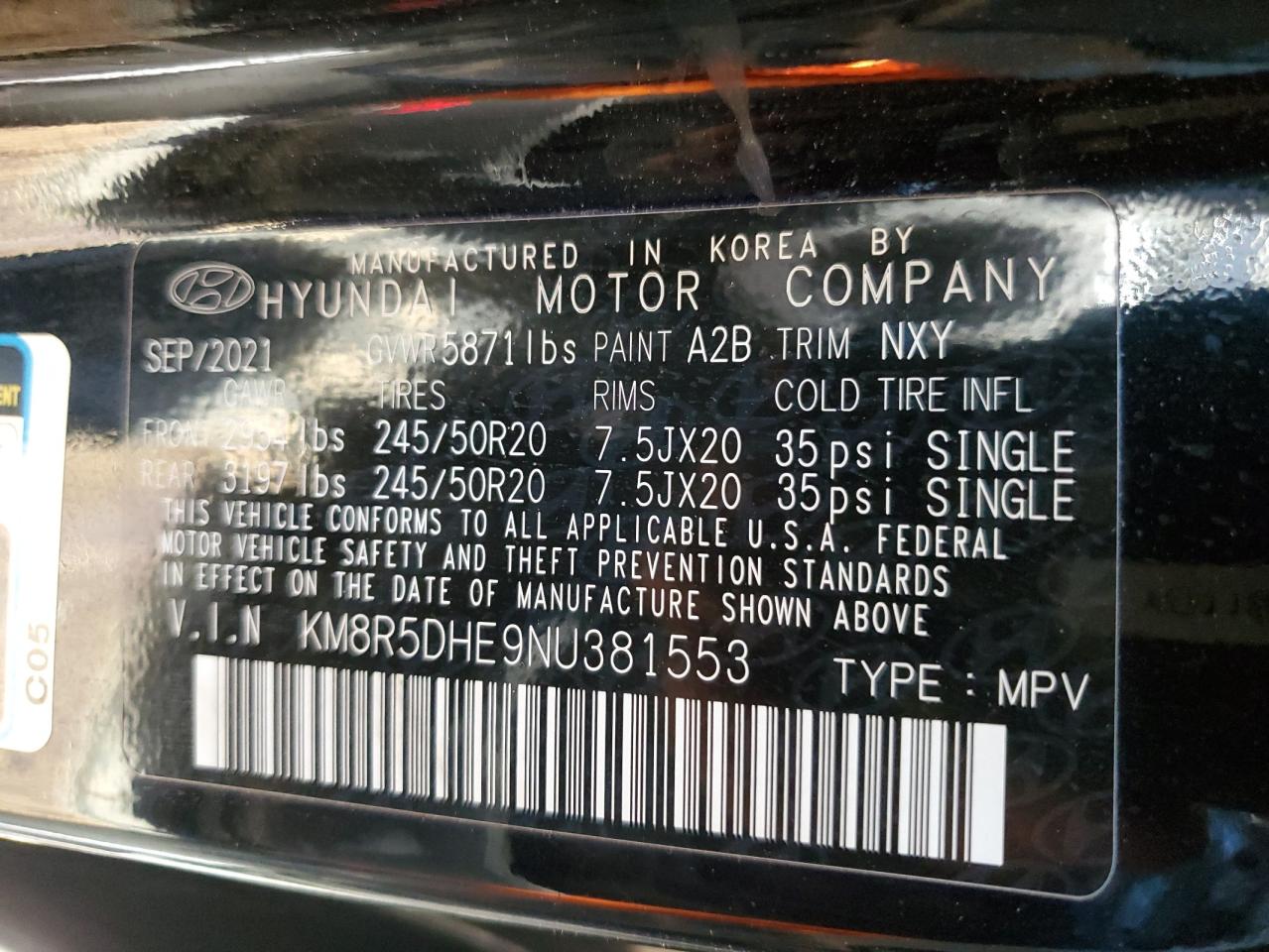 2022 HYUNDAI PALISADE LIMITED VIN:KM8R5DHE9NU381553