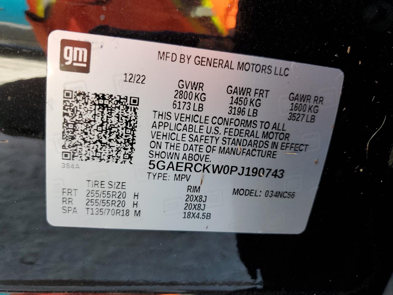 2023 BUICK ENCLAVE PREMIUM VIN:5GAERCKW0PJ190743