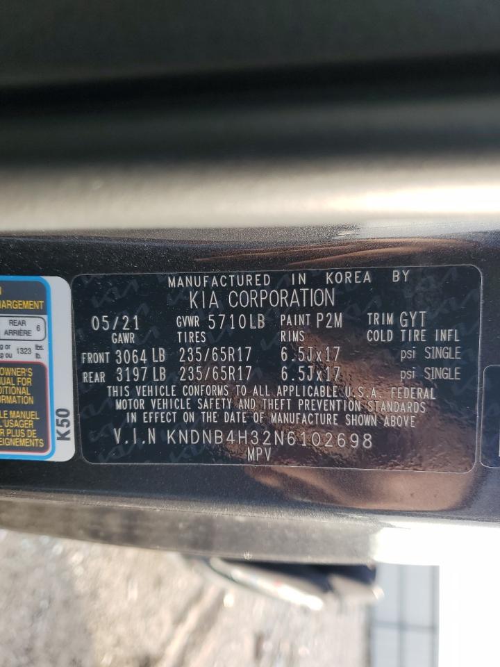 2022 KIA CARNIVAL LX VIN:KNDNB4H32N6102698