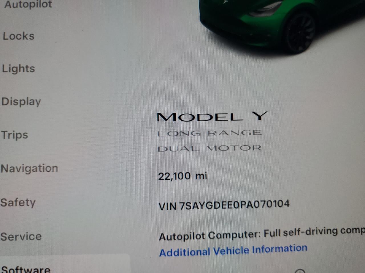 2023 TESLA MODEL Y  VIN:7SAYGDEE0PA070104
