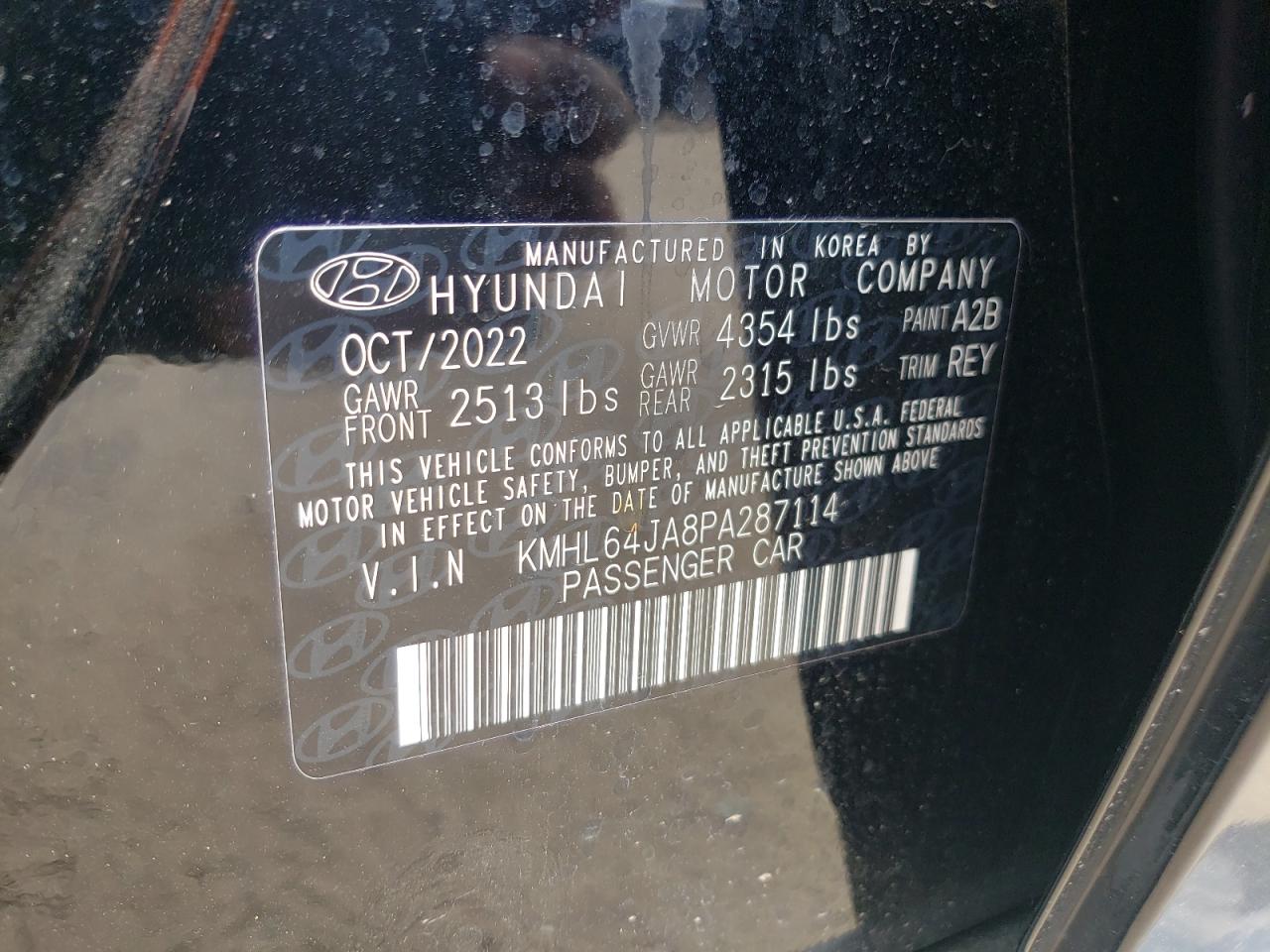 2023 HYUNDAI SONATA SEL VIN:KMHL64JA8PA287114