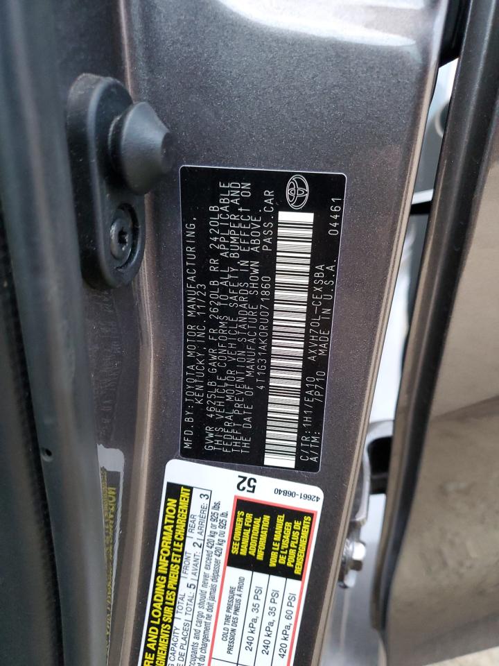 2024 TOYOTA CAMRY SE NIGHT SHADE VIN:4T1G31AK0RU071860