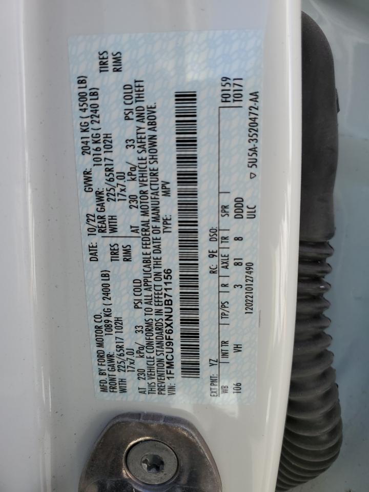 2022 FORD ESCAPE S VIN:1FMCU9F6XNUB71156