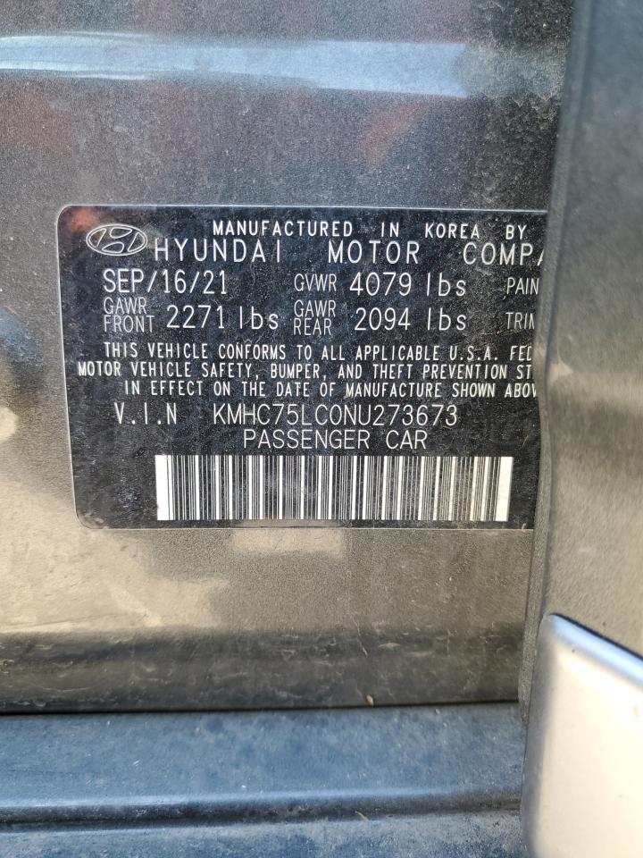 2022 HYUNDAI IONIQ SE VIN:KMHC75LC0NU273673