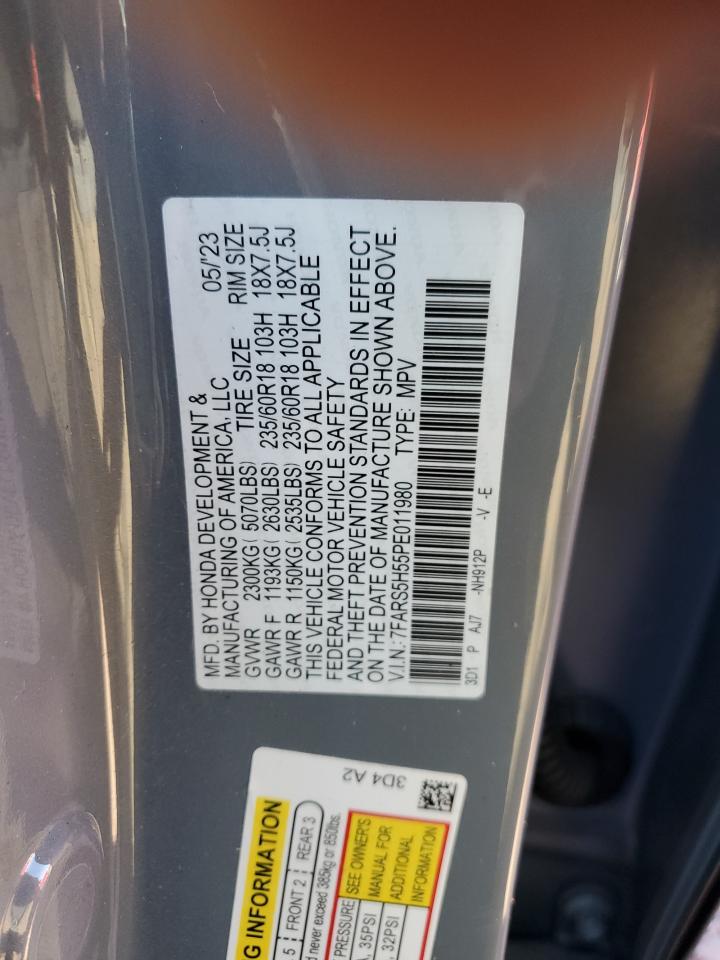 2023 HONDA CR-V SPORT VIN:7FARS5H55PE011980