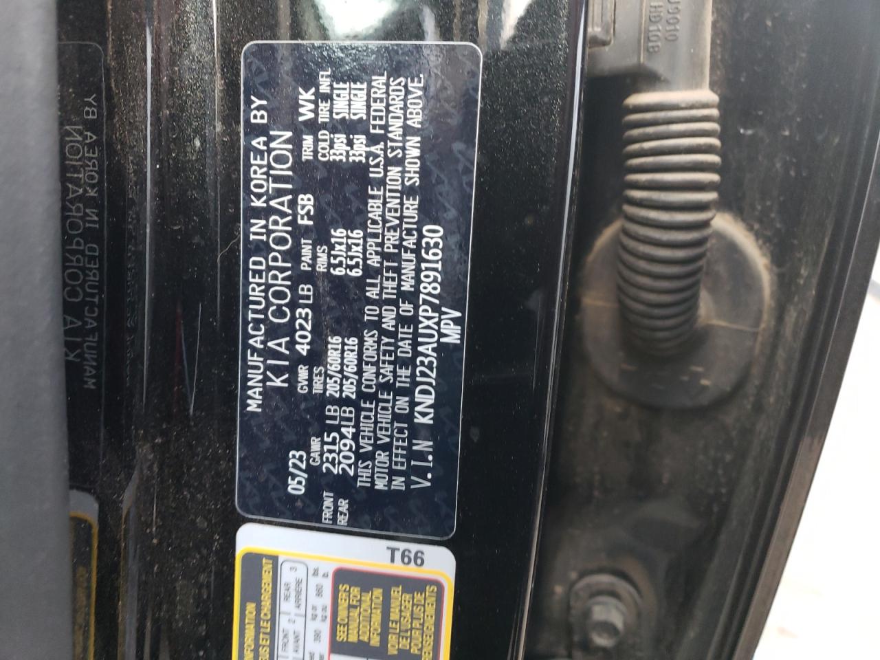 2023 KIA SOUL LX VIN:KNDJ23AUXP7891630