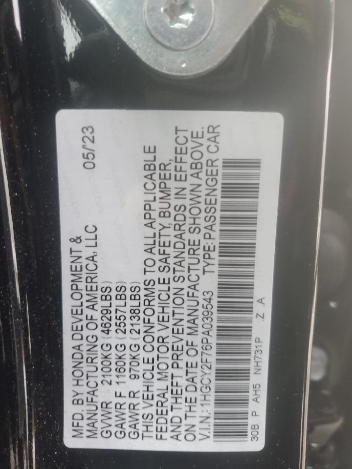 2023 HONDA ACCORD HYBRID SPORT-L VIN:1HGCY2F76PA039543
