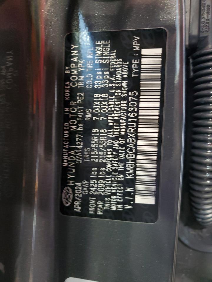 2024 HYUNDAI KONA SEL VIN:KM8HBCABXRU163075