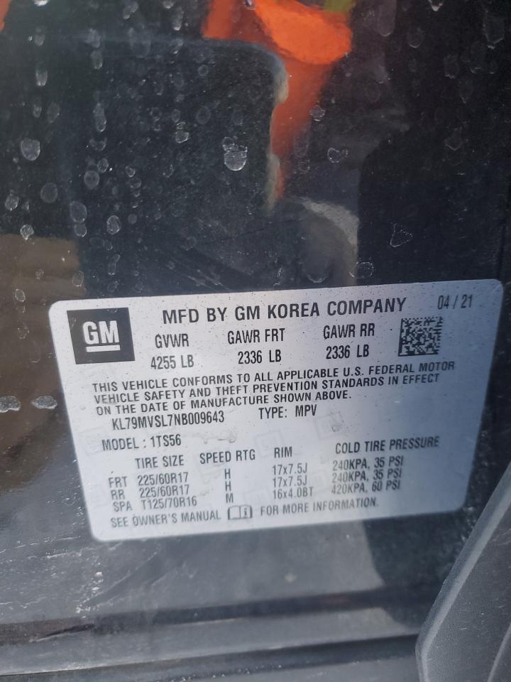 2022 CHEVROLET TRAILBLAZER ACTIV VIN:KL79MVSL7NB009643