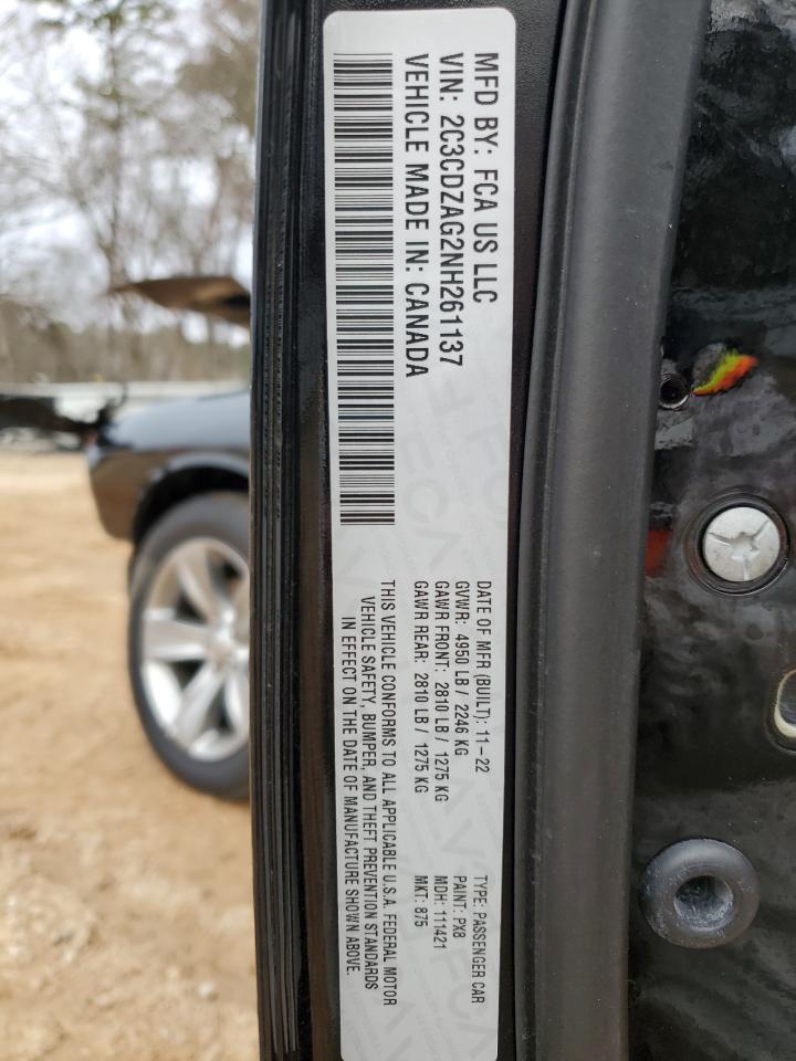 2022 DODGE CHALLENGER SXT VIN:2C3CDZAG2NH261137