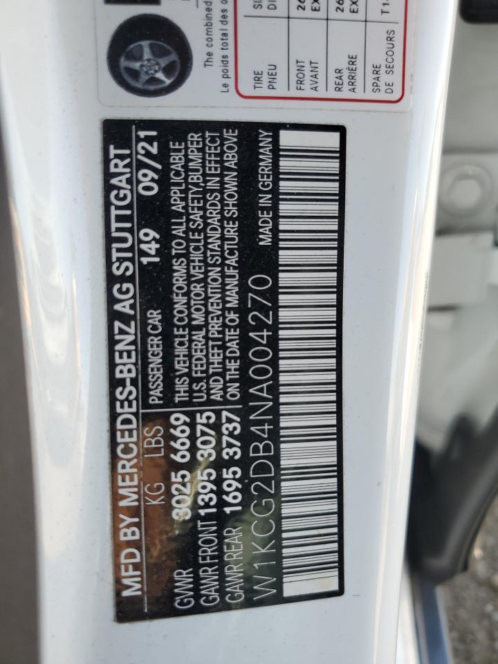 2022 MERCEDES-BENZ EQS SEDAN 450+ VIN:W1KCG2DB4NA004270