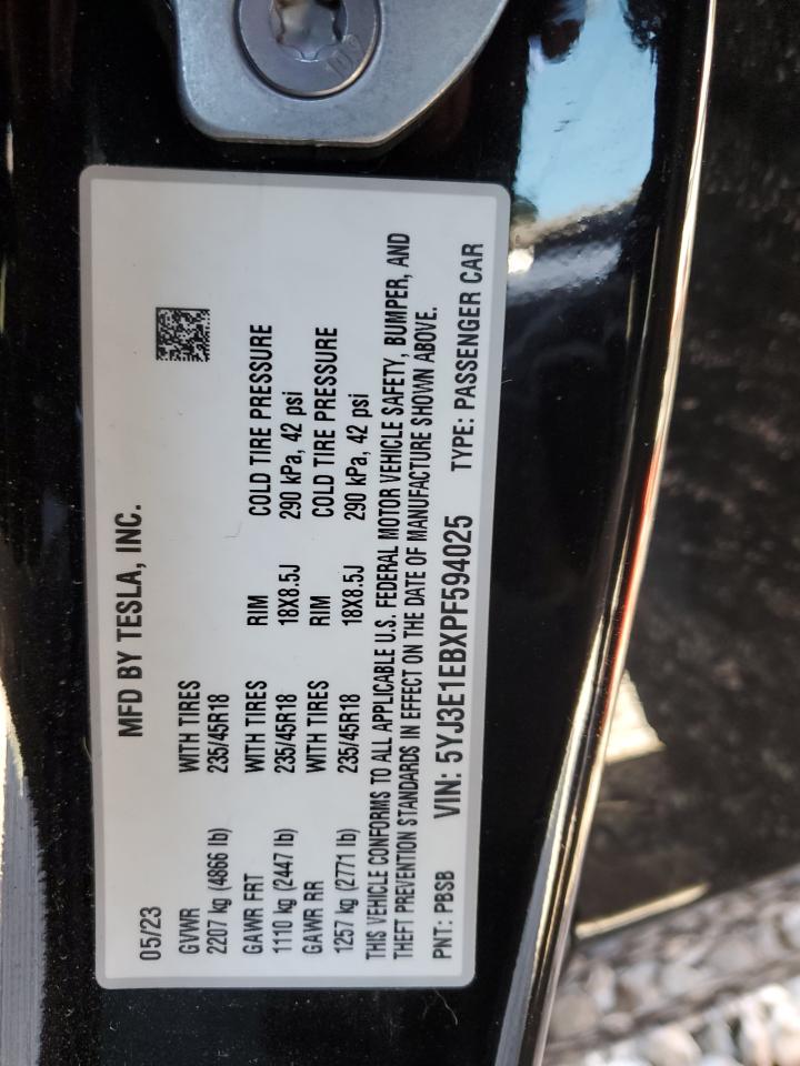 2023 TESLA MODEL 3  VIN:WA1LAAF77HD011466