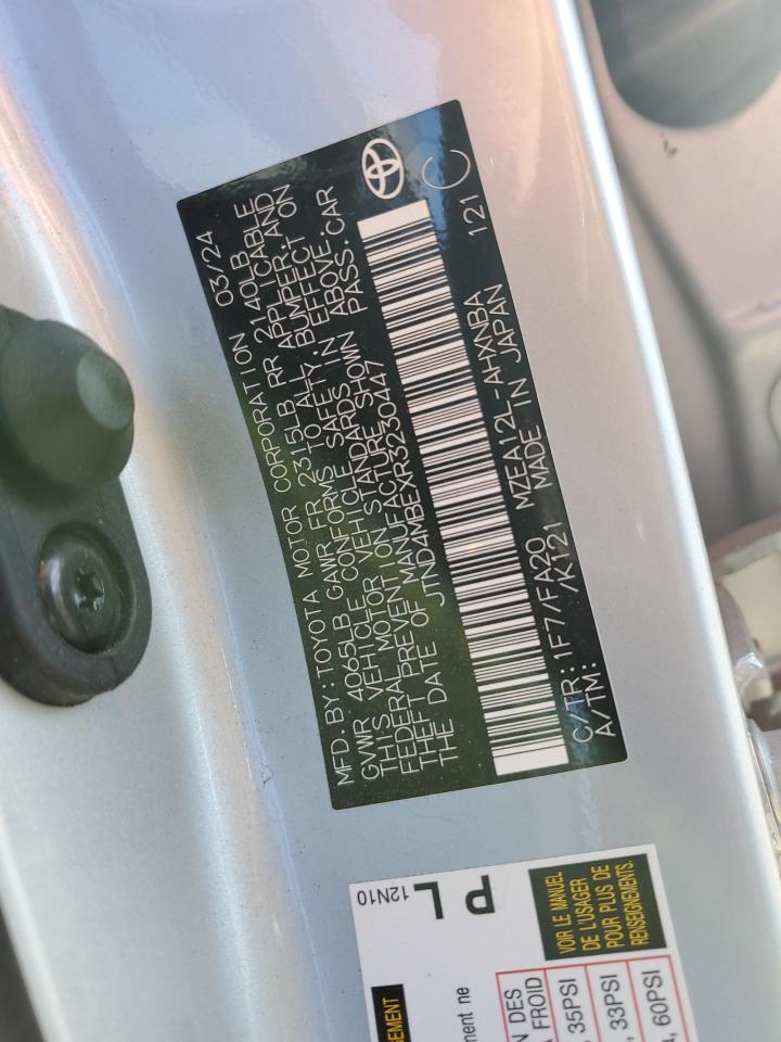 2024 TOYOTA COROLLA SE VIN:JTND4MBEXR3230447