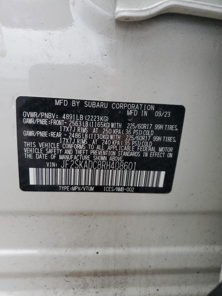 2024 SUBARU FORESTER PREMIUM VIN:JF2SKADC8RH408601