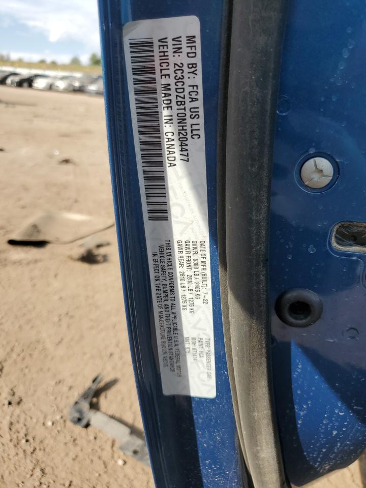 2022 DODGE CHALLENGER R/T VIN:2C3CDZBT0NH204477