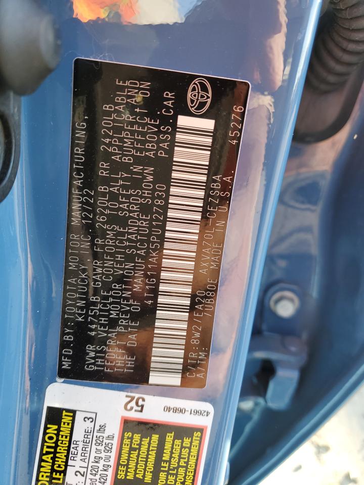 2023 TOYOTA CAMRY SE NIGHT SHADE VIN:4T1G11AK5PU127830