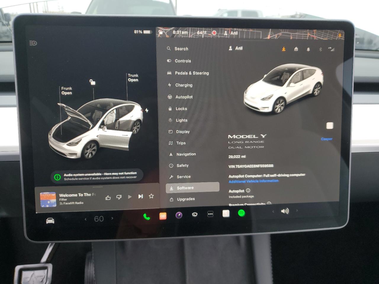 2022 TESLA MODEL Y  VIN:7SAYGAEE8NF559588