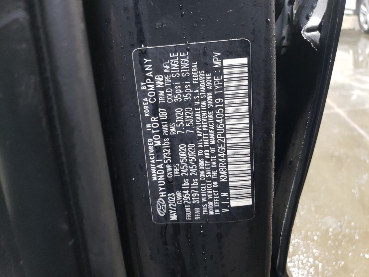 2023 HYUNDAI PALISADE SEL PREMIUM VIN:KM8R44GE2PU640519