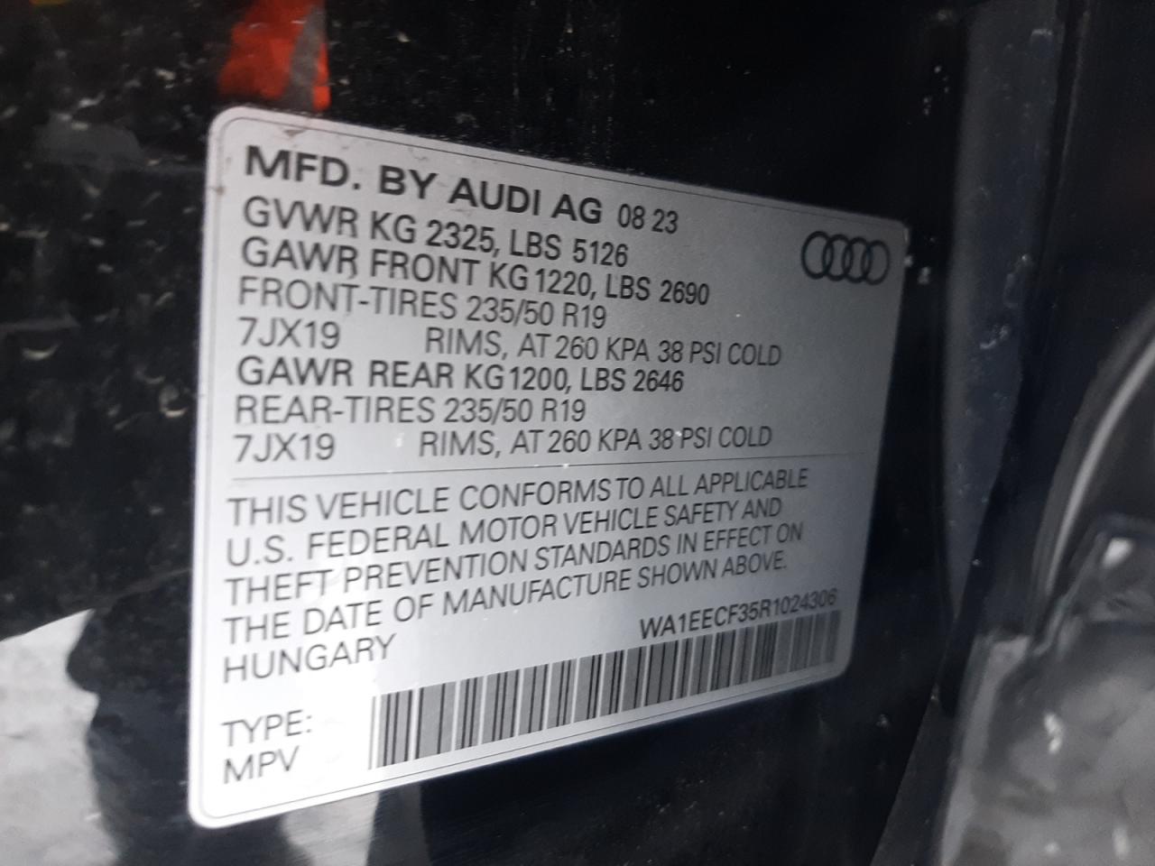 2024 AUDI Q3 PREMIUM PLUS S LINE 45 VIN:1J4FA39S33P363153