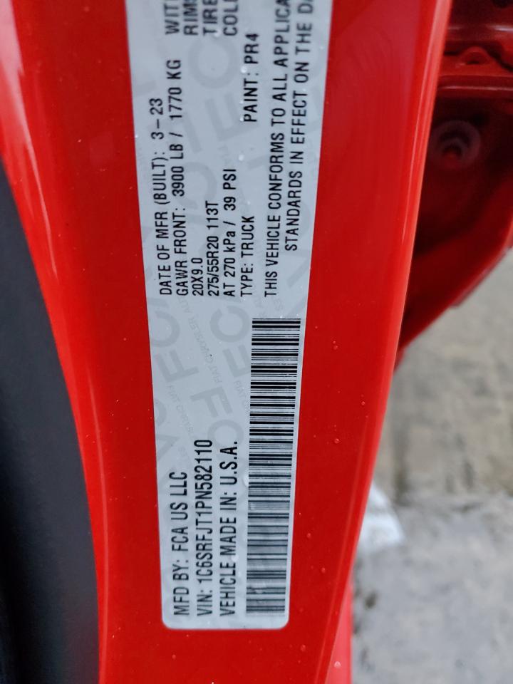 2023 RAM 1500 LARAMIE VIN:1C6SRFJT1PN582110