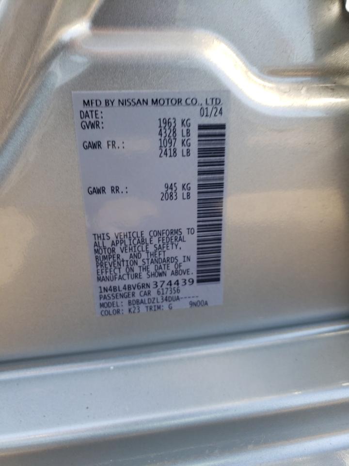 2024 NISSAN ALTIMA S VIN:1N4BL4BV6RN374439