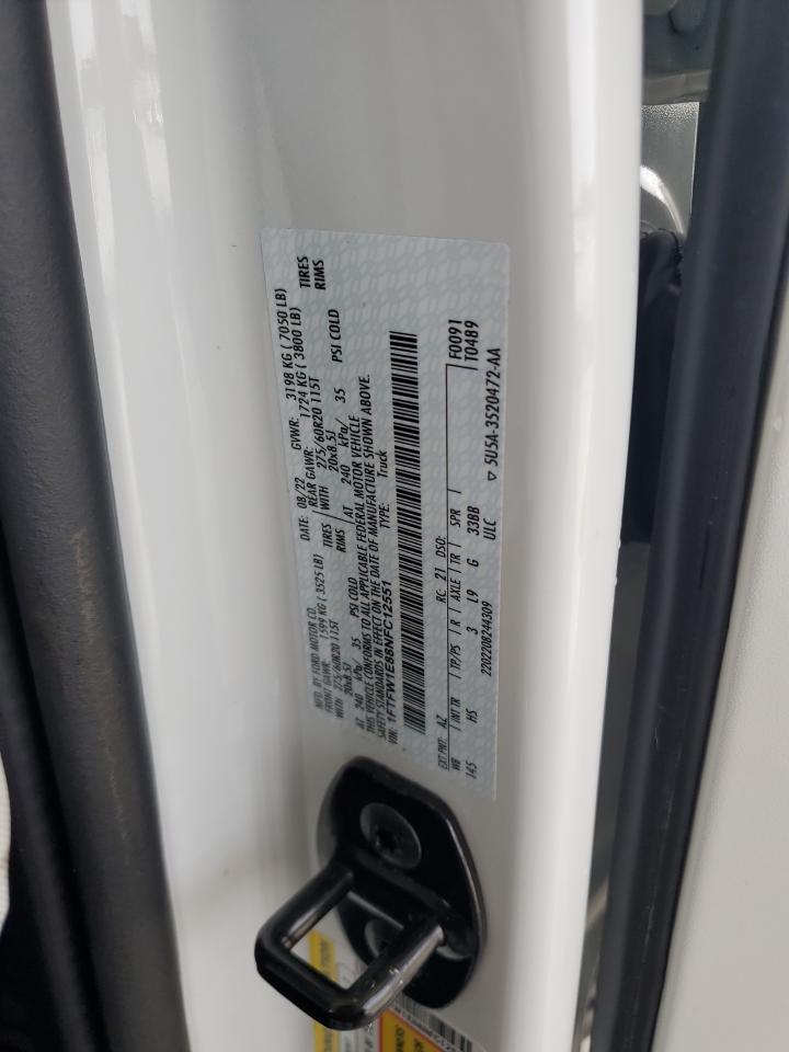 2022 FORD F150 SUPERCREW VIN:1FTFW1E88NFC12551