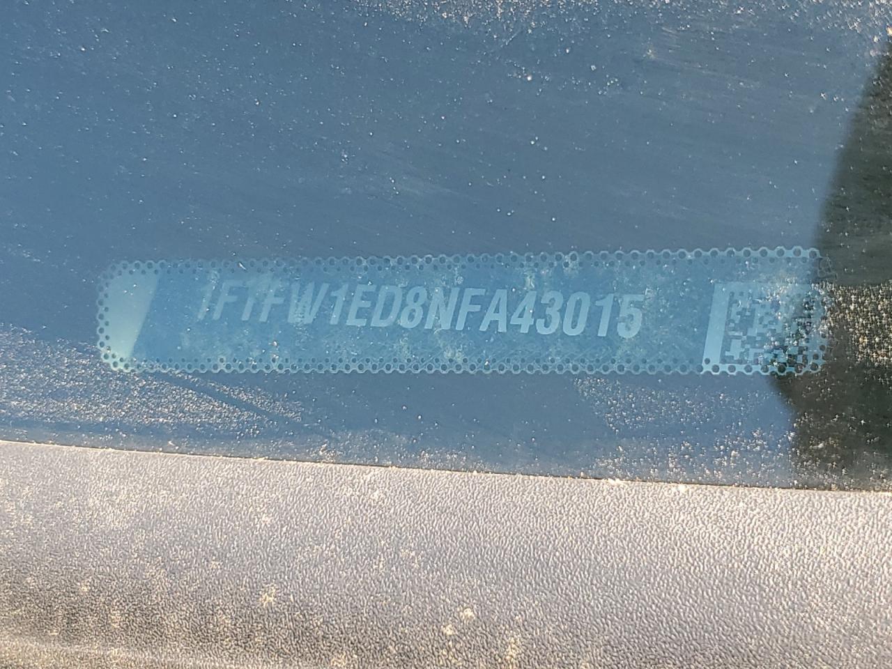 2022 FORD F150 SUPERCREW VIN:1FTFW1ED8NFA43015