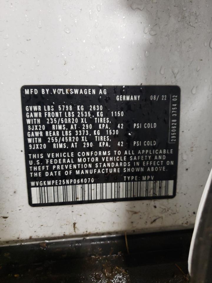 2022 VOLKSWAGEN ID.4 PRO S VIN:WVGKMPE25NP066070
