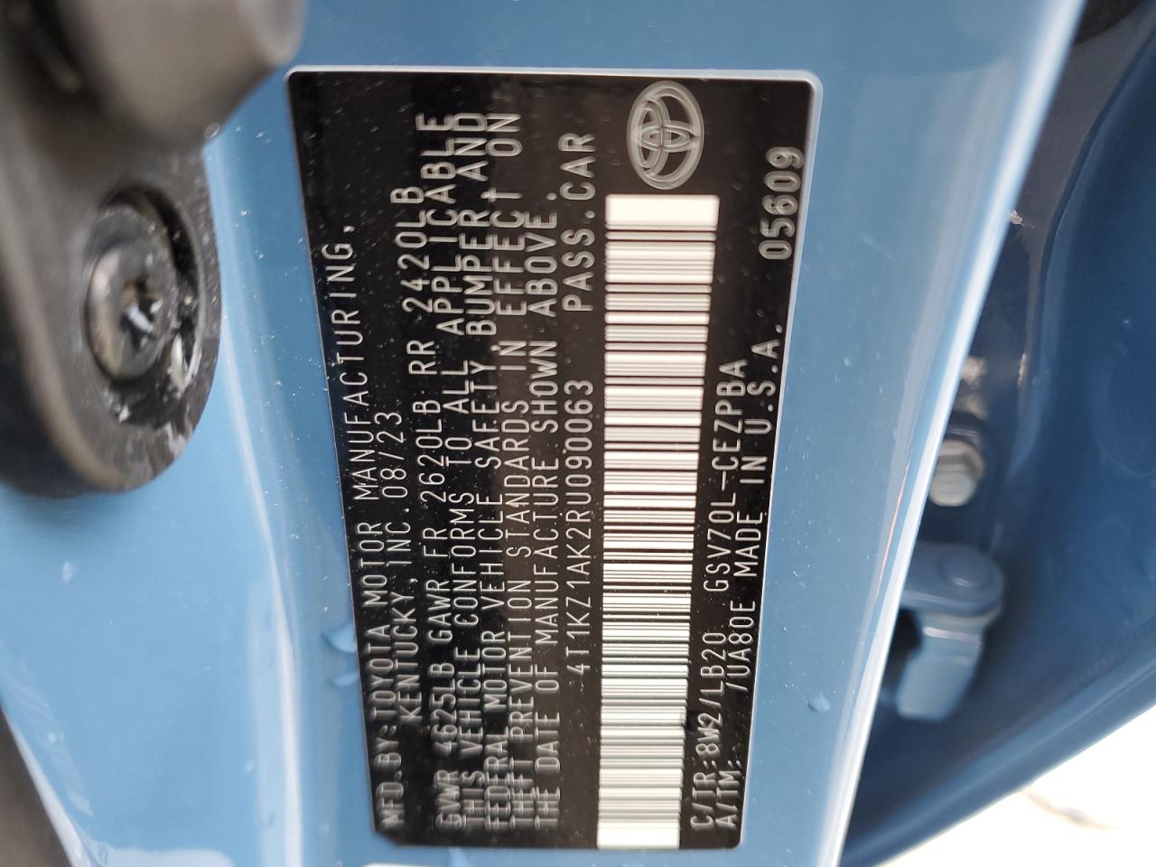 2024 TOYOTA CAMRY TRD VIN:4T1KZ1AK2RU090063