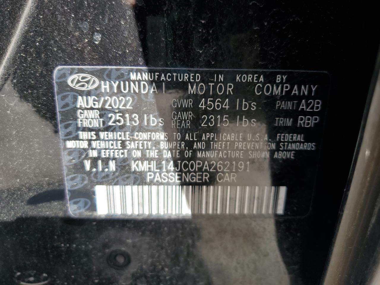 2023 HYUNDAI SONATA N LINE VIN:KMHL14JC0PA262191