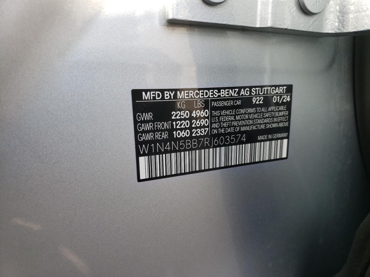 2024 MERCEDES-BENZ GLA 35 AMG VIN:W1N4N5BB7RJ603574