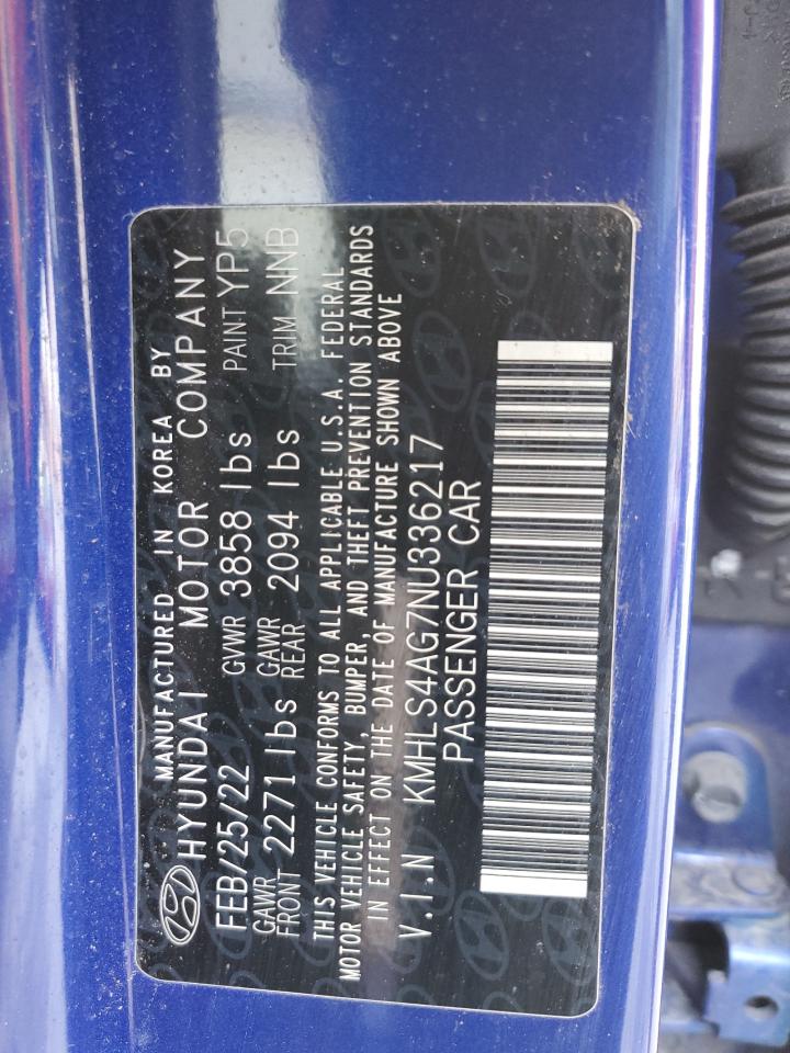 2022 HYUNDAI ELANTRA SEL VIN:KMHLS4AG7NU336217