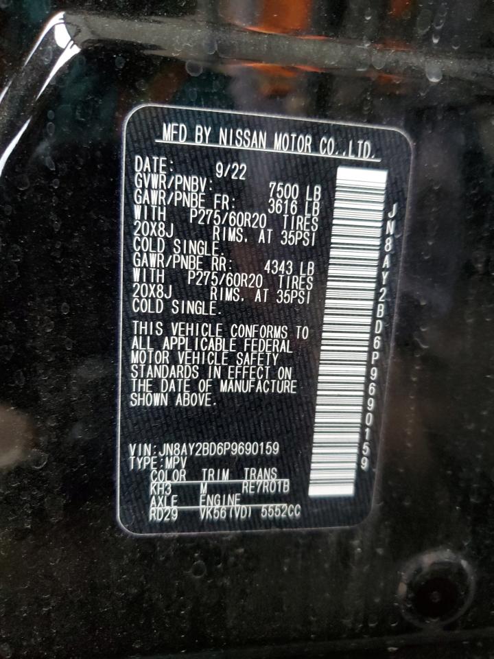 2023 NISSAN ARMADA SL VIN:JN8AY2BD6P9690159