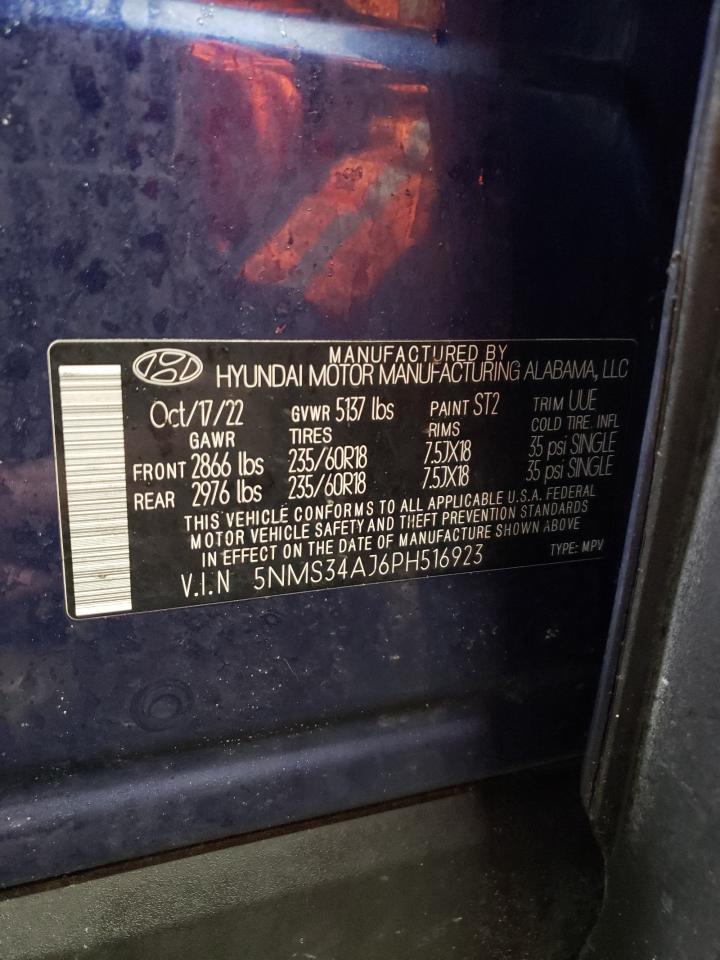 2023 HYUNDAI SANTA FE SEL PREMIUM VIN:5NMS34AJ6PH516923