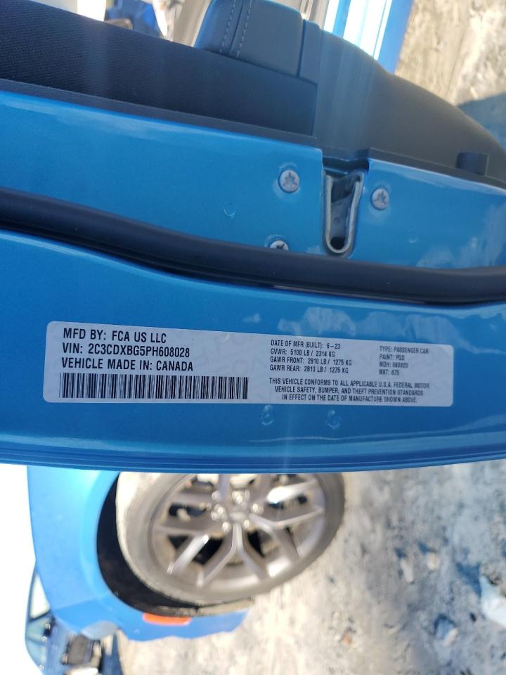 2023 DODGE CHARGER SXT VIN:2C3CDXBG5PH608028
