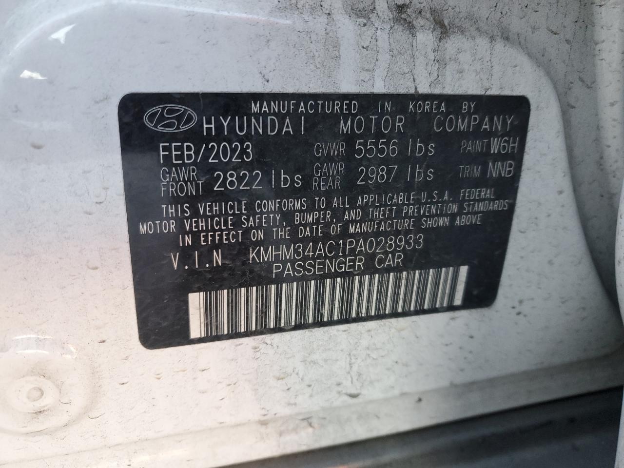 2023 HYUNDAI IONIQ 6 SEL VIN:KMHM34AC1PA028933