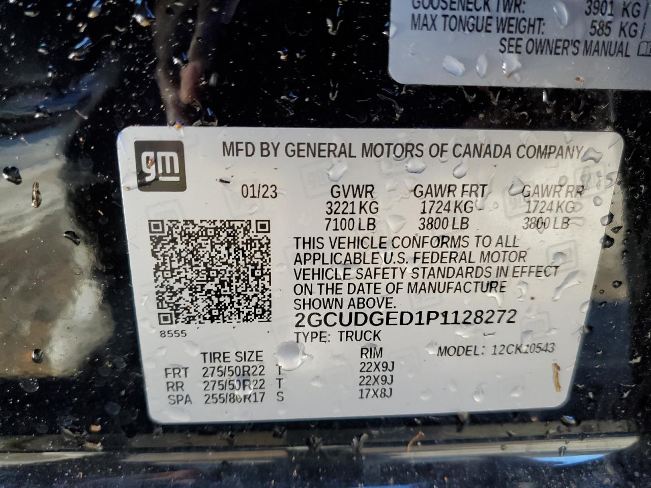 2023 CHEVROLET SILVERADO K1500 LTZ VIN:2GCUDGED1P1128272