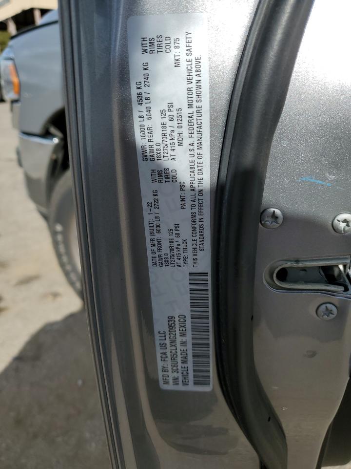 2022 RAM 2500 TRADESMAN VIN:3C6UR5CLXNG209539