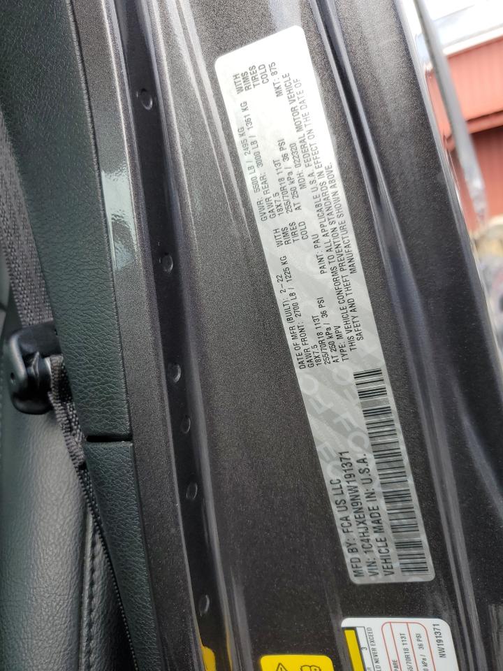2022 JEEP WRANGLER UNLIMITED SAHARA VIN:1C4HJXEN9NW191371